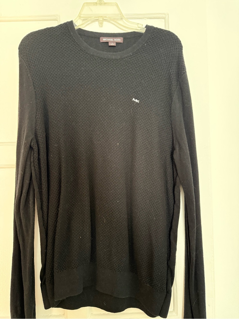 Michael Kors Black Textured Knit Crewneck Sweater